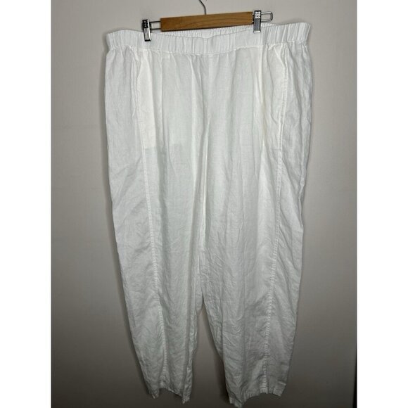 Eileen Fisher Organic Cotton Knit Wide Leg Pants White Elastic Waist Size 1X - Picture 1 of 11